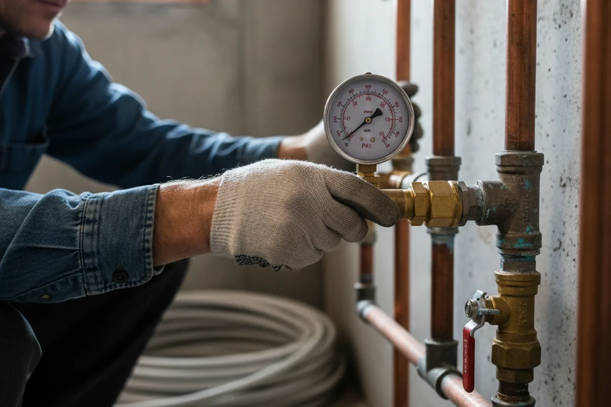 Pressure testing a repaired line during Water Line Repair in Saint Michael